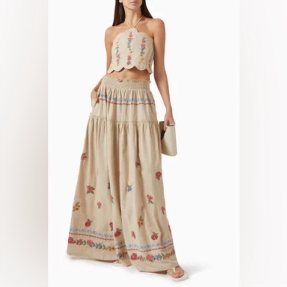 Agua Bendita Jenna Blush maxi skirt size Large TALL NWT length apx 45”
